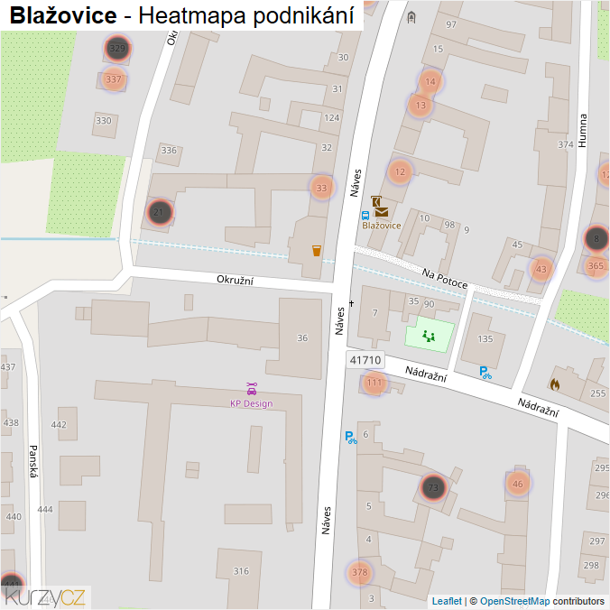 Mapa Blažovice - Firmy v obci.