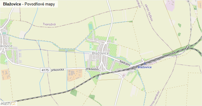 Blažovice - záplavové mapy stoleté vody