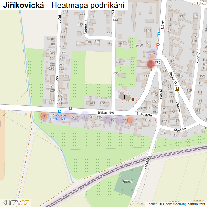 Mapa Jiříkovická - Firmy v ulici.
