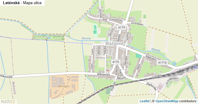 Laténská - mapa ulice