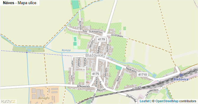 Náves - mapa ulice