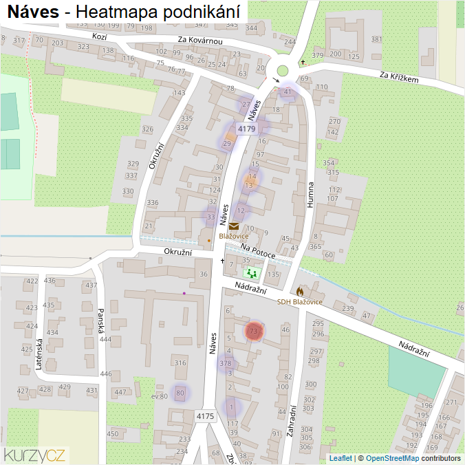 Mapa Náves - Firmy v ulici.
