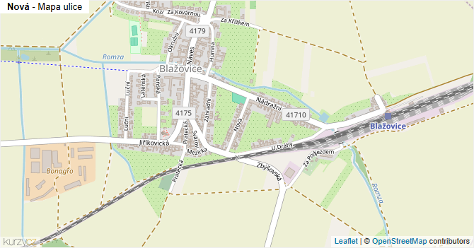 Nová - mapa ulice