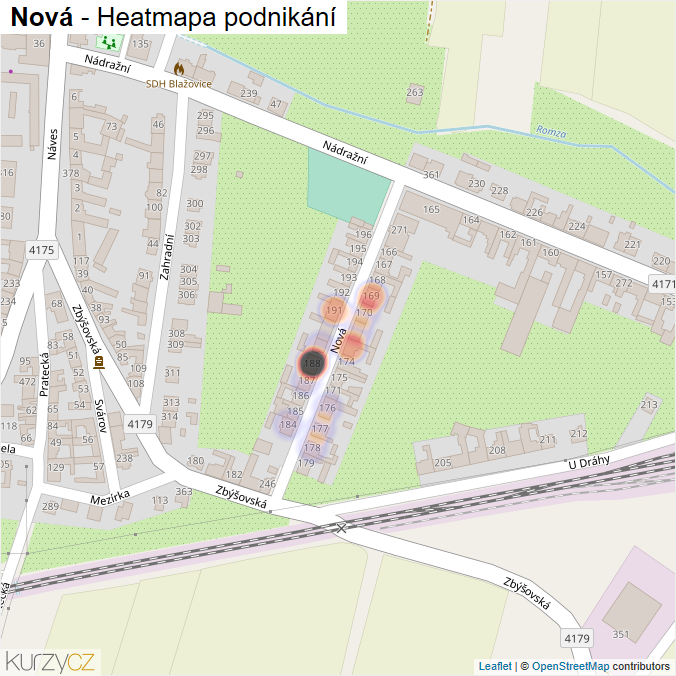 Mapa Nová - Firmy v ulici.