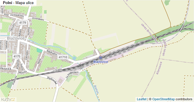 Polní - mapa ulice
