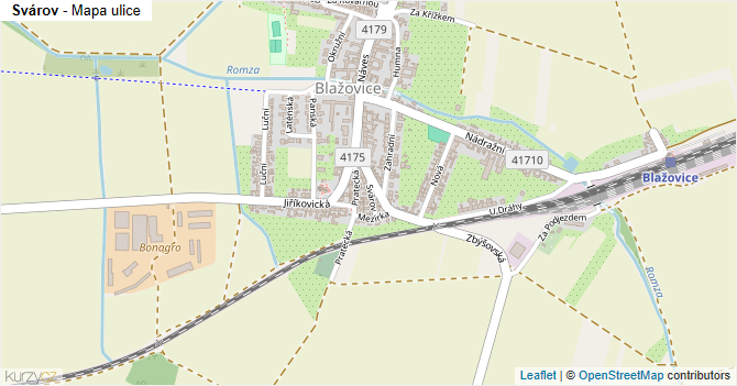 Svárov - mapa ulice