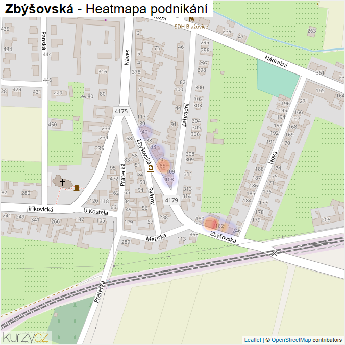 Mapa Zbýšovská - Firmy v ulici.
