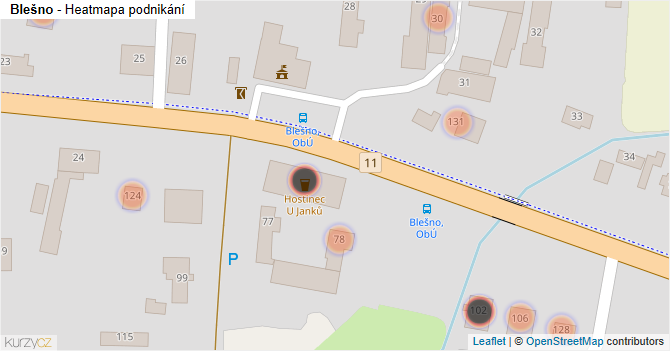 Blešno - mapa podnikání