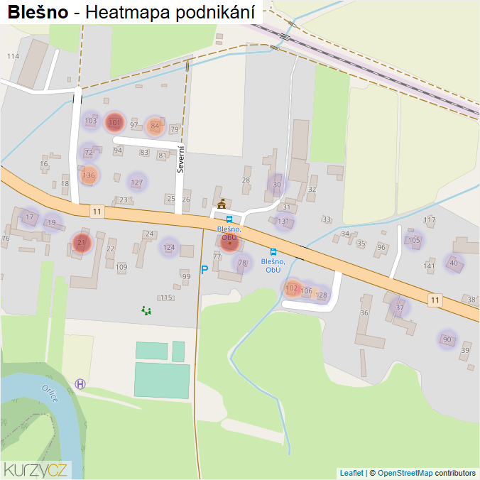Mapa Blešno - Firmy v části obce.