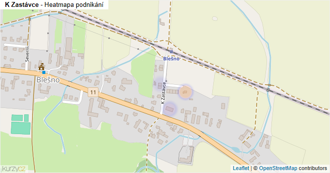 K Zastávce - mapa podnikání