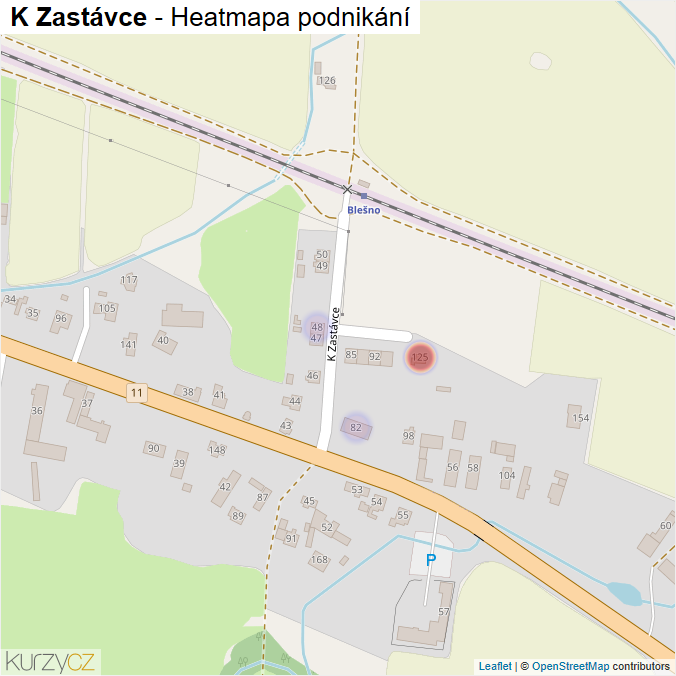 Mapa K Zastávce - Firmy v ulici.