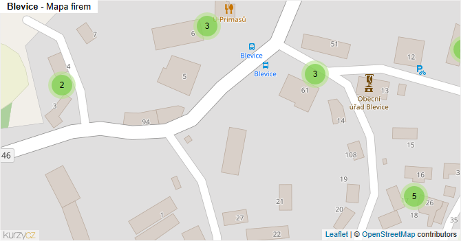 Blevice - mapa firem