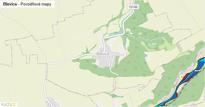 Blevice - záplavové mapy stoleté vody