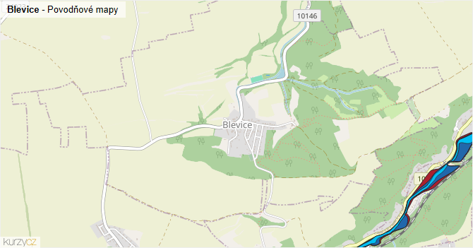 Blevice - záplavové mapy stoleté vody