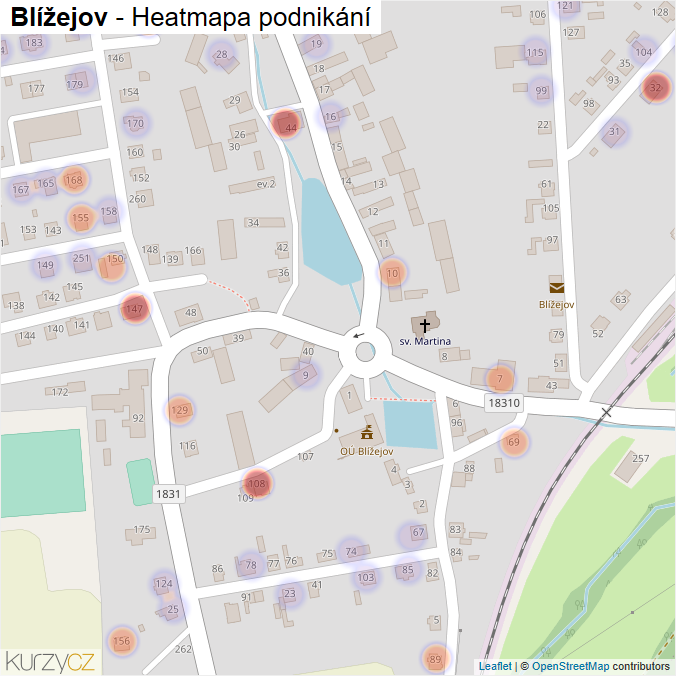 Mapa Blížejov - Firmy v části obce.