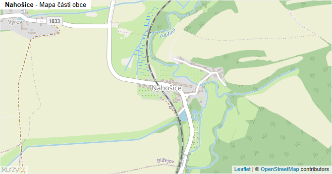 Nahošice - mapa části obce