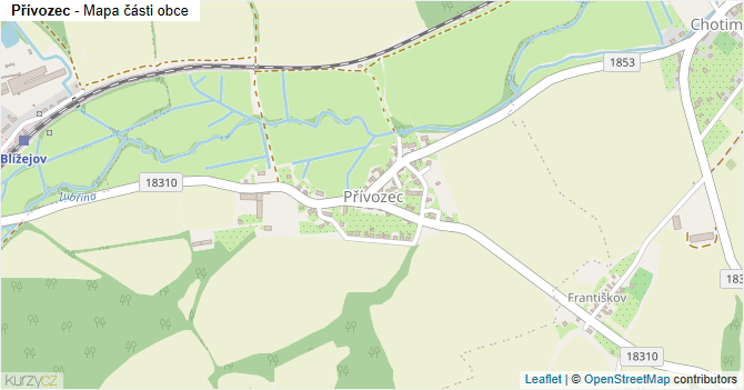 Přívozec - mapa části obce