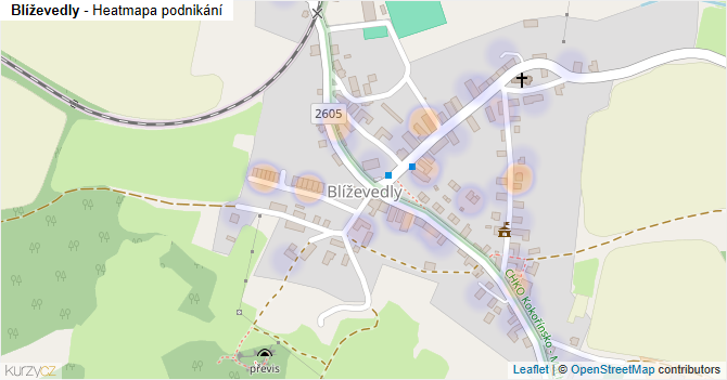 Blíževedly - mapa podnikání