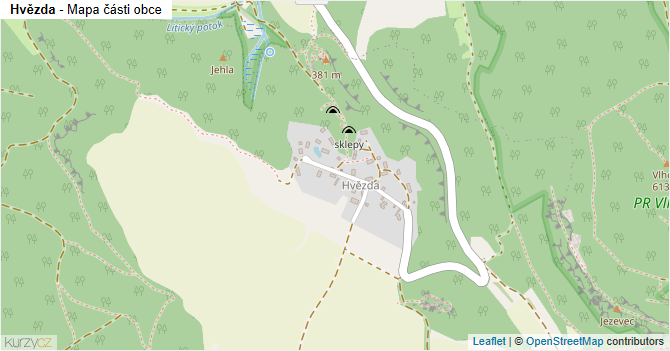 Hvězda - mapa části obce
