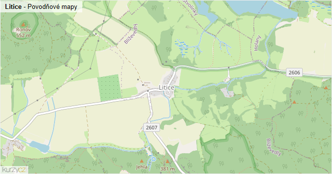 Litice - záplavové mapy stoleté vody