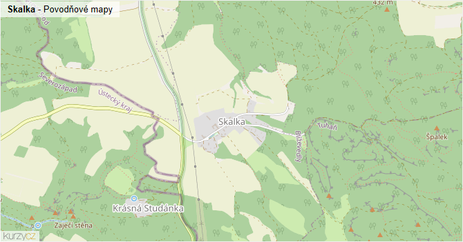 Skalka - záplavové mapy stoleté vody