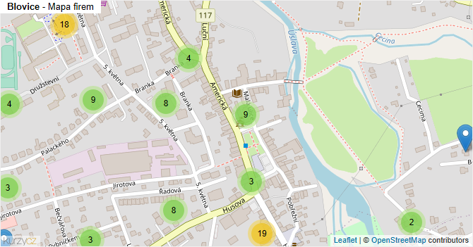 Blovice - mapa firem