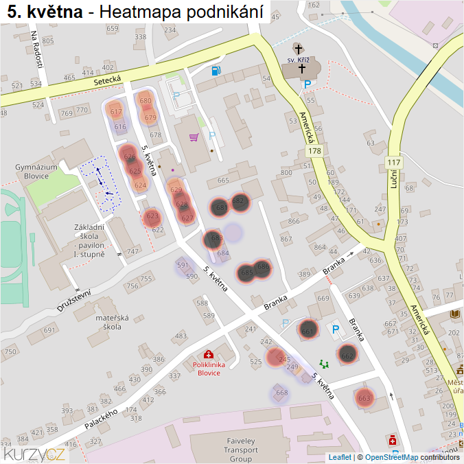 Mapa 5. května - Firmy v ulici.