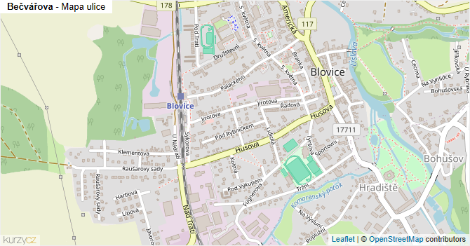 Bečvářova - mapa ulice