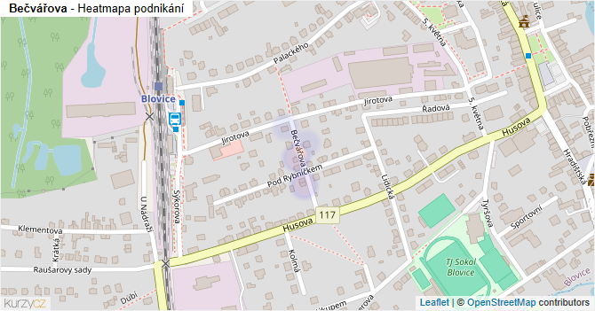 Bečvářova - mapa podnikání