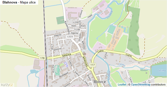 Blahnova - mapa ulice