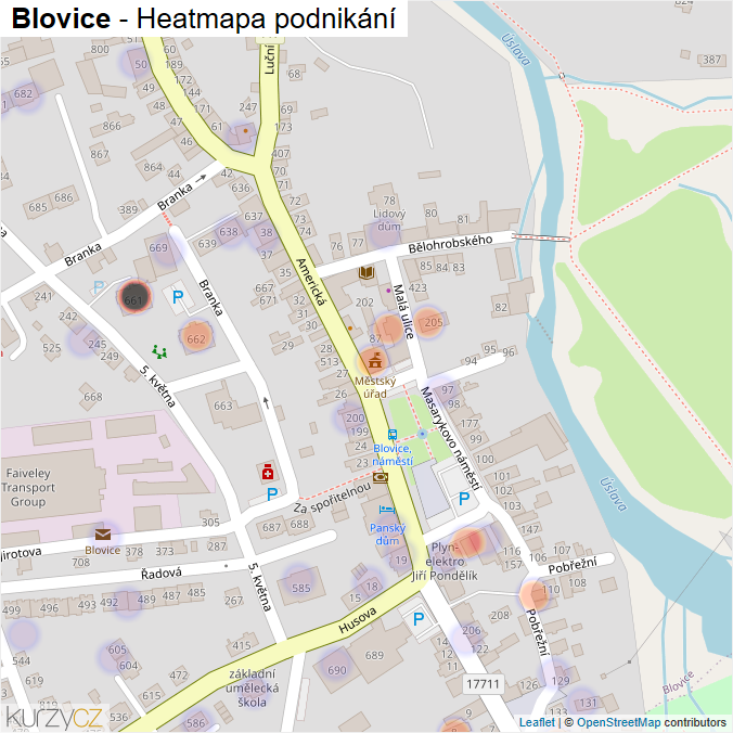 Mapa Blovice - Firmy v části obce.
