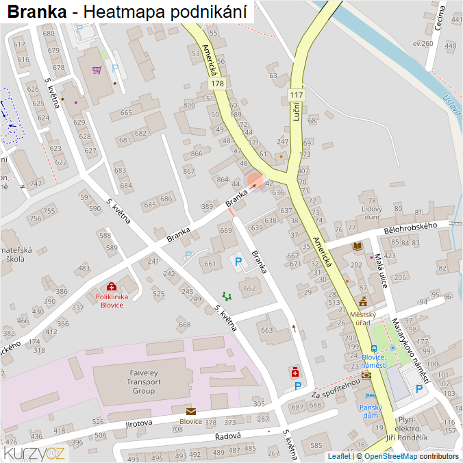 Mapa Branka - Firmy v ulici.