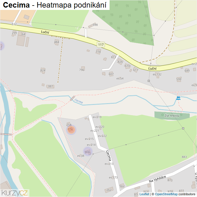 Mapa Cecima - Firmy v ulici.