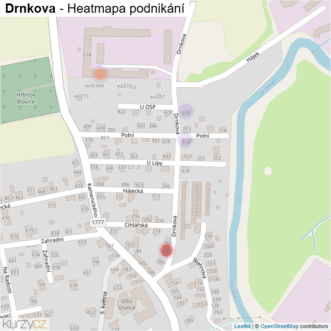 Mapa Drnkova - Firmy v ulici.