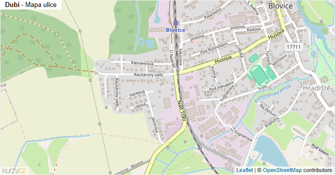 Dubí - mapa ulice
