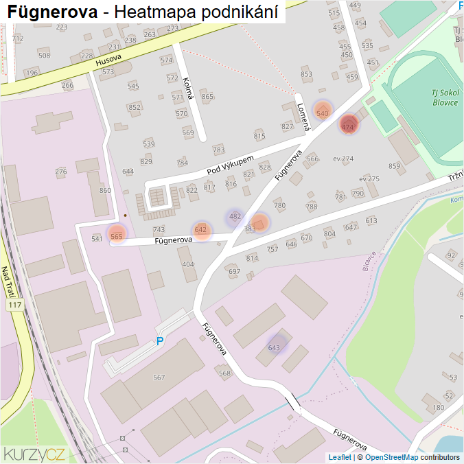 Mapa Fügnerova - Firmy v ulici.