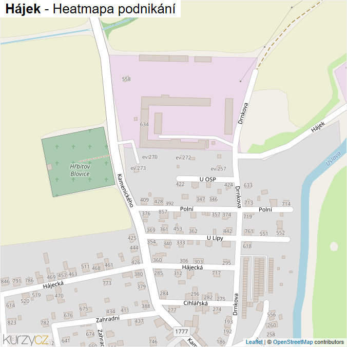 Mapa Hájek - Firmy v ulici.