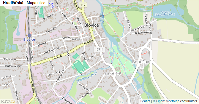 Hradišťská - mapa ulice
