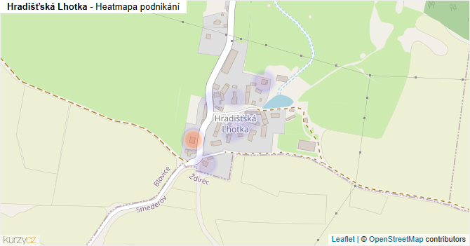 Hradišťská Lhotka - mapa podnikání