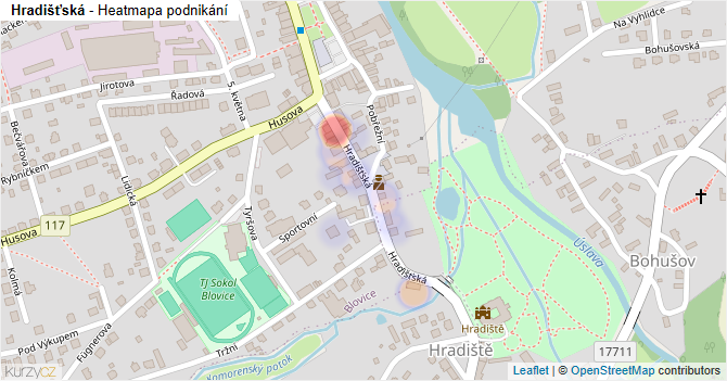 Hradišťská - mapa podnikání