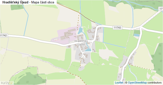 Hradišťský Újezd - mapa části obce