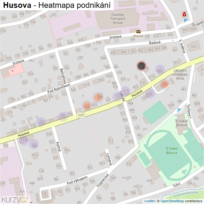Mapa Husova - Firmy v ulici.