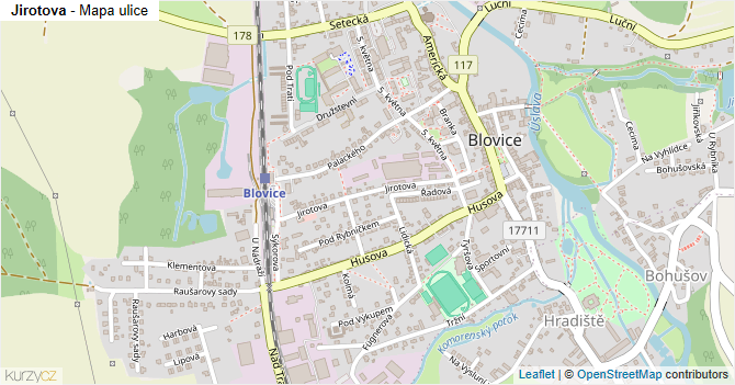 Jirotova - mapa ulice