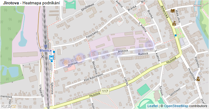 Jirotova - mapa podnikání