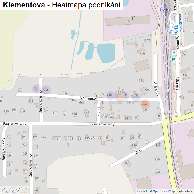 Mapa Klementova - Firmy v ulici.