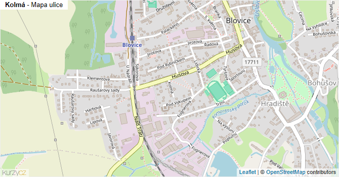 Kolmá - mapa ulice