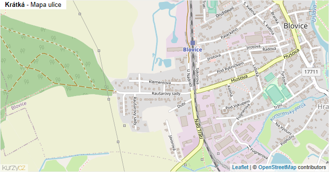Krátká - mapa ulice