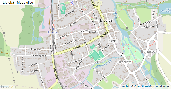 Lidická - mapa ulice