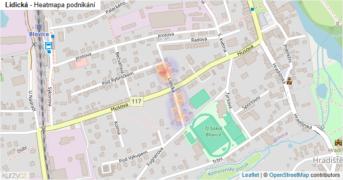 Lidická - mapa podnikání