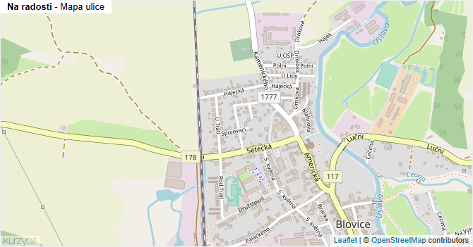 Na radosti - mapa ulice